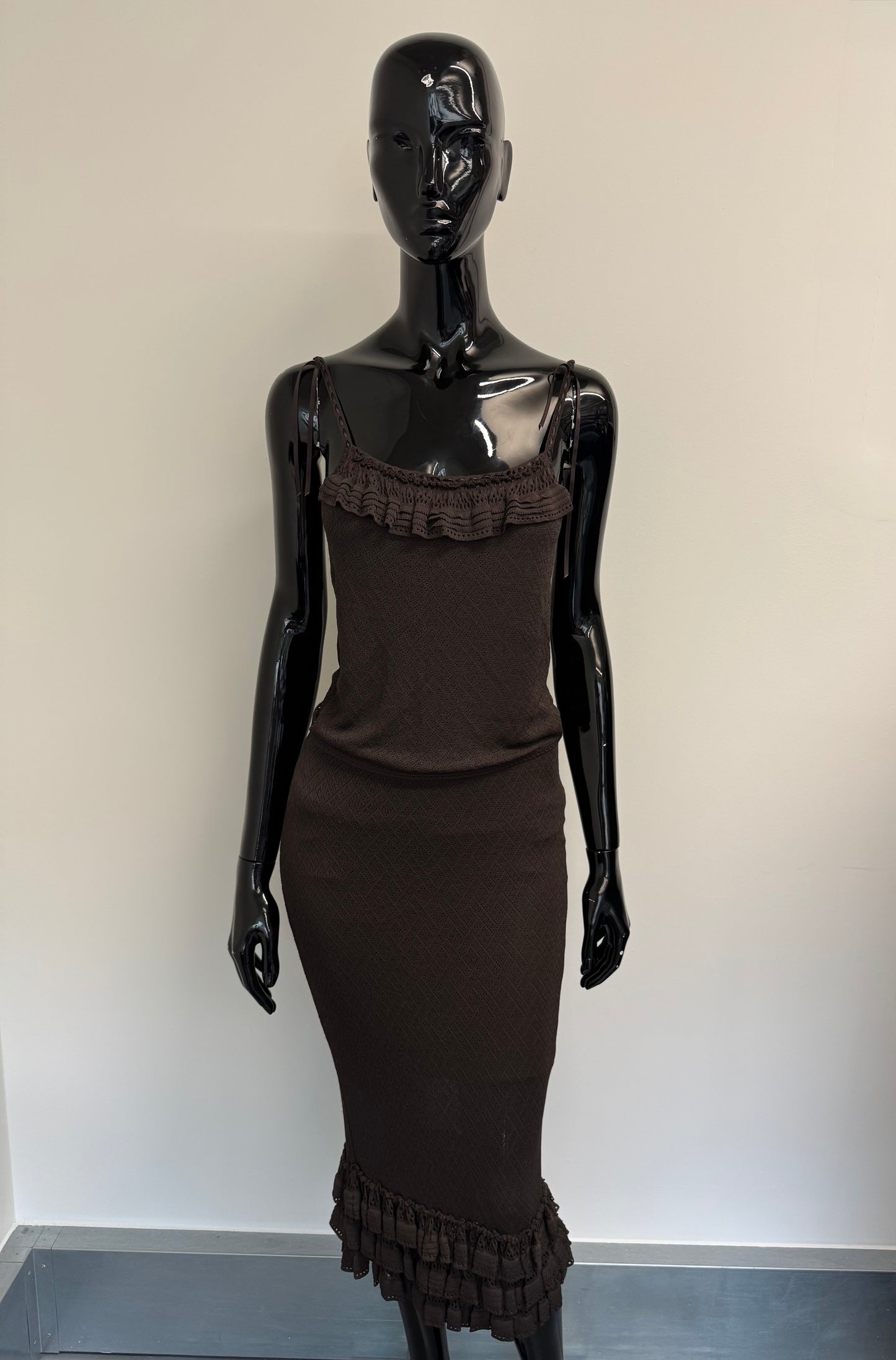 Christian Dior brown cami top and midi skirt (pre-owned)