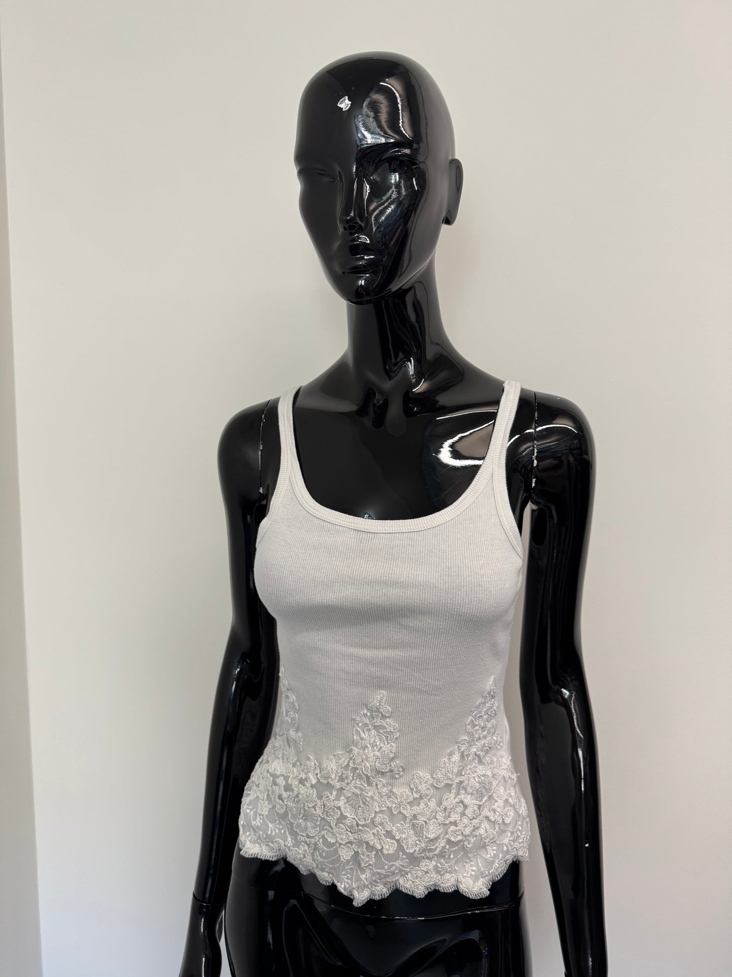 Ermanno Scervino white vest top with lace detail (pre-owned)