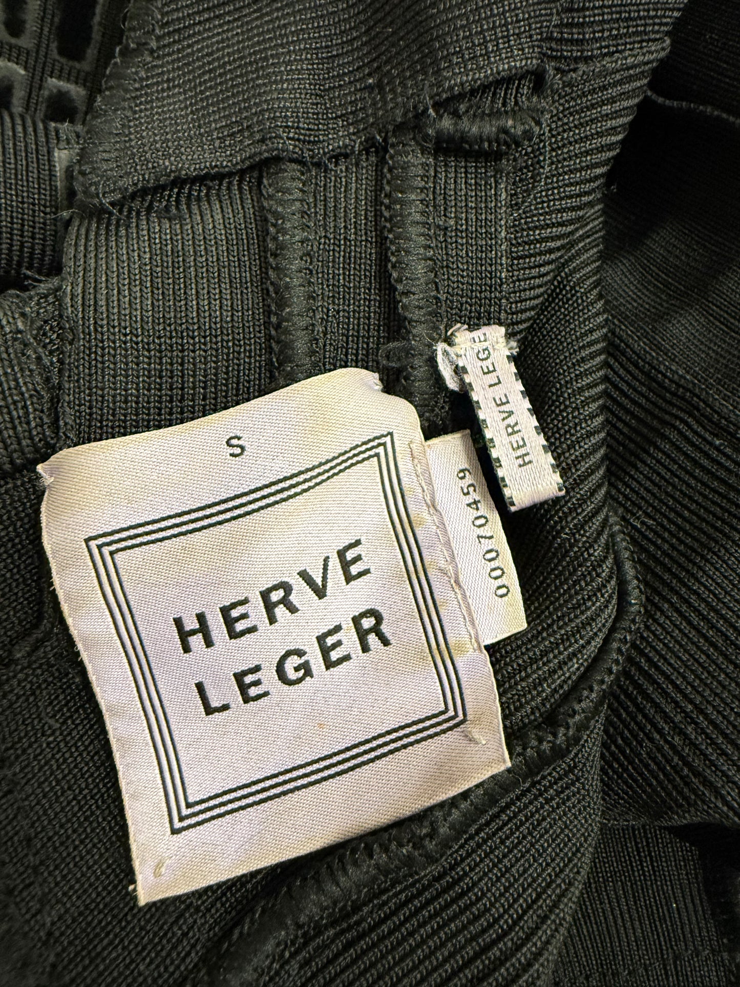 Herve Leger Zip up charcoal bandage dress (pre-owned)