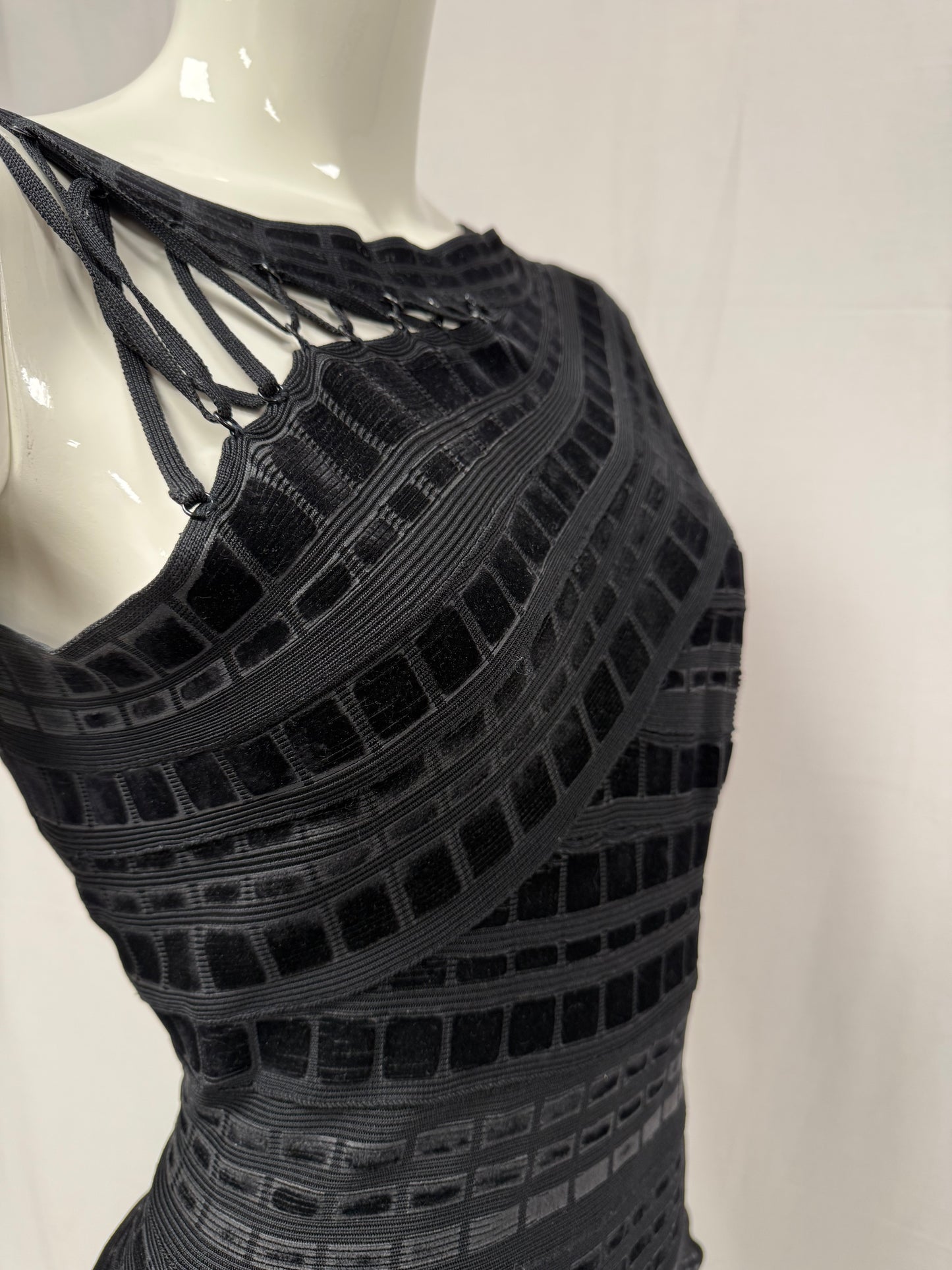 Herve Leger Zip up charcoal bandage dress (pre-owned)