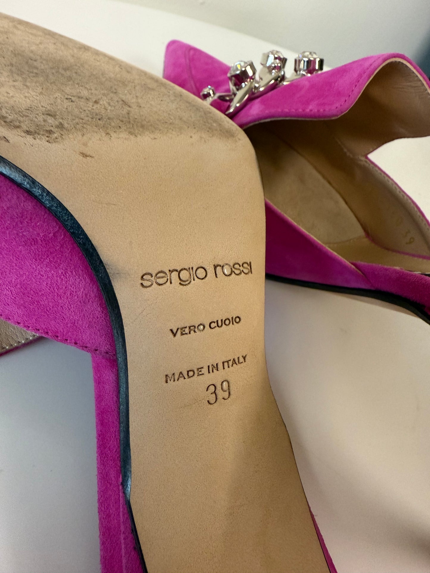 Sergio Rossi pink suede mules (pre-owned)