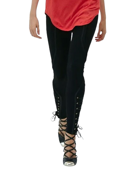 Temperley London Black Lace Up High Waist Leggings (pre-owned)
