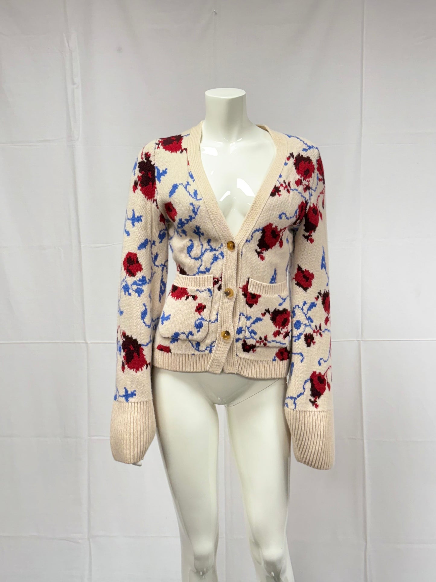 Khaite Scarlet Floral Jacquard Cashmere Cardigan (pre-owned)