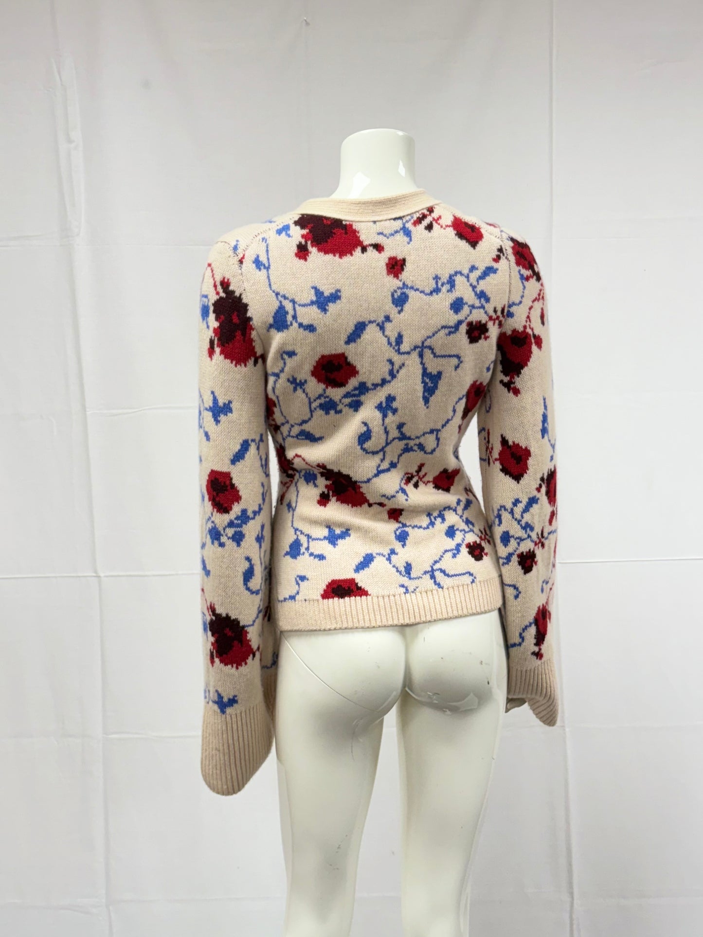 Khaite Scarlet Floral Jacquard Cashmere Cardigan (pre-owned)