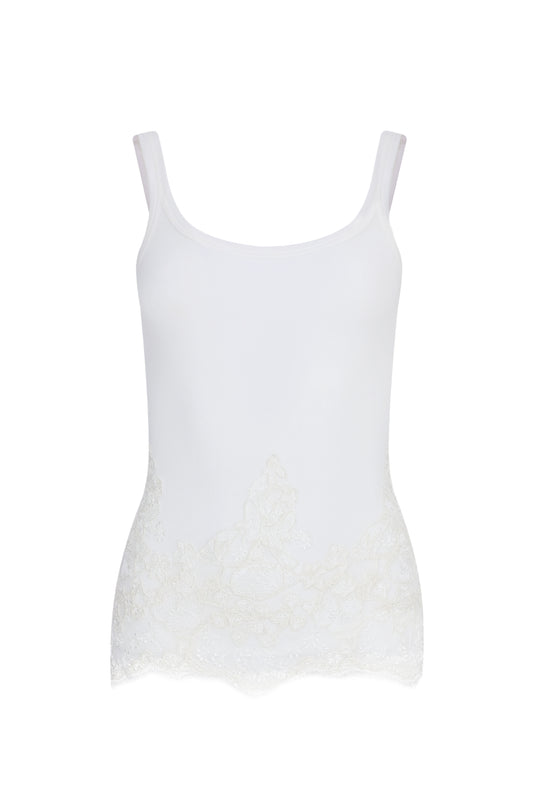Ermanno Scervino white vest top with lace detail (pre-owned)