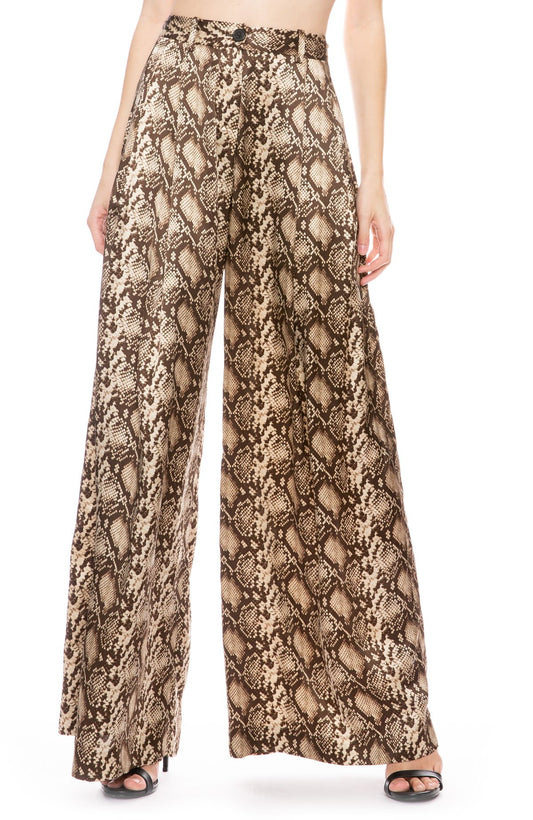 Nili Lotan Adalene Wide-Leg Snake Print Trousers