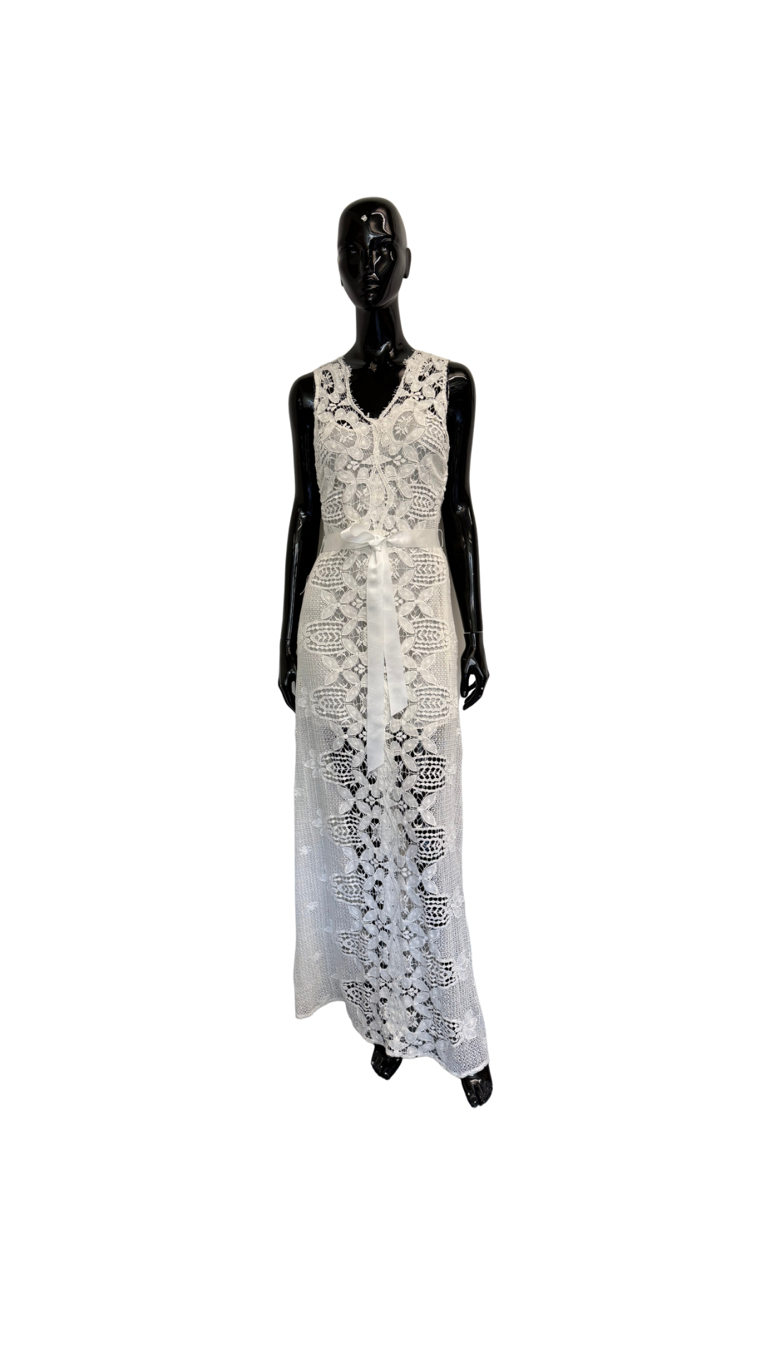Miguelina white lace maxi dress with slip (pre-owned)
