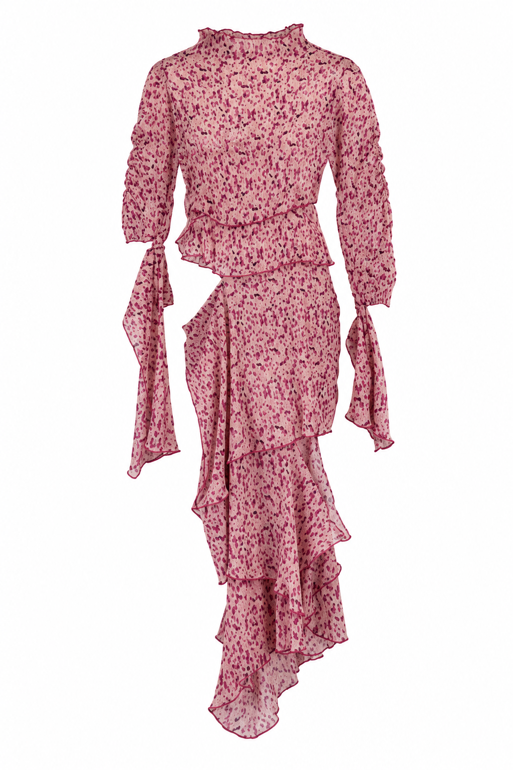 Pink Floral A-symmetrical Dress