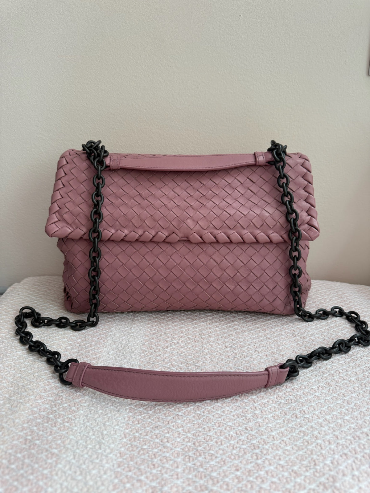 Bottega Veneta Dusky Pink Intrecciato Olimpia Shoulder Bag