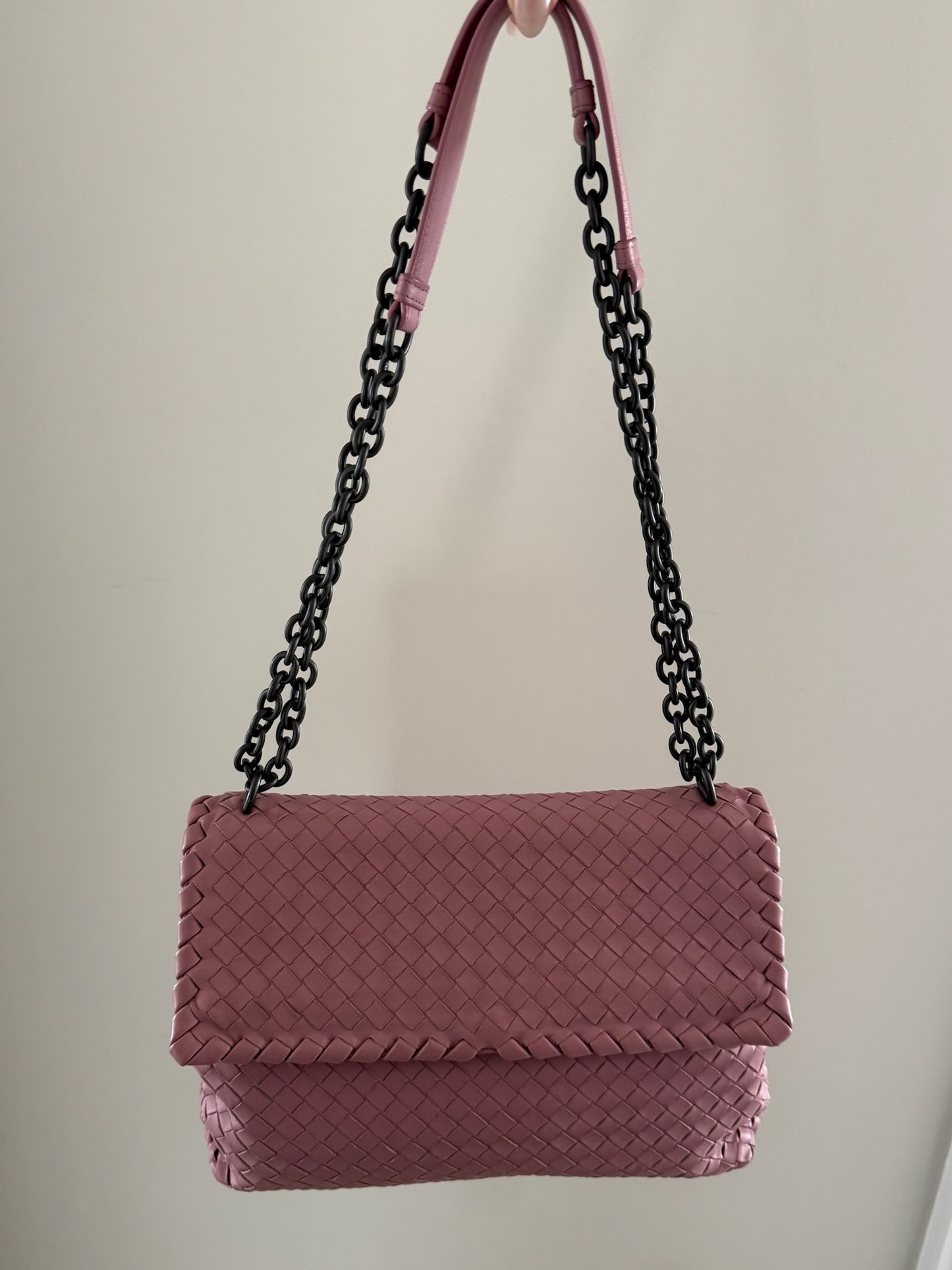 Bottega Veneta Dusky Pink Intrecciato Olimpia Shoulder Bag