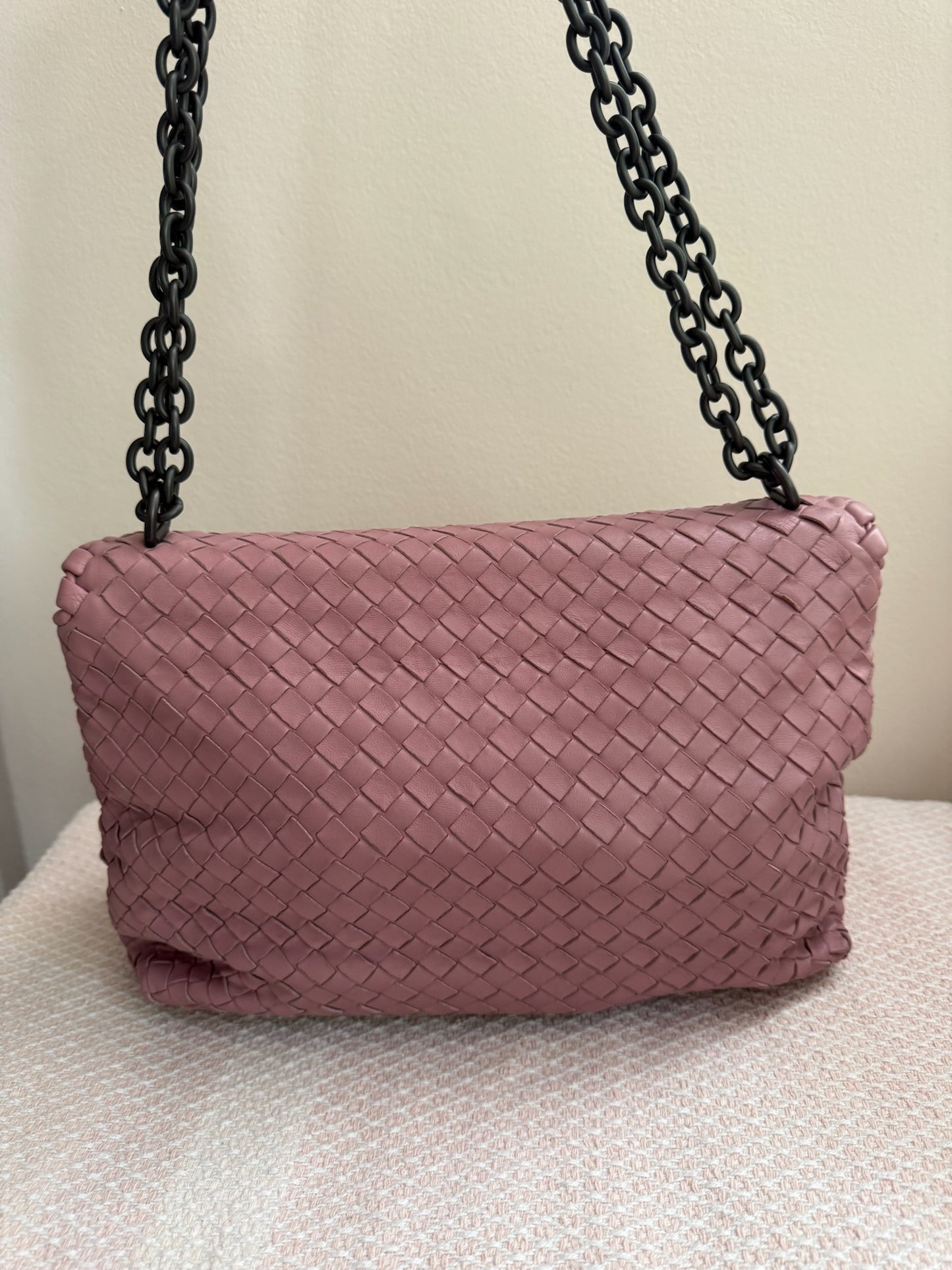 Bottega Veneta Dusky Pink Intrecciato Olimpia Shoulder Bag