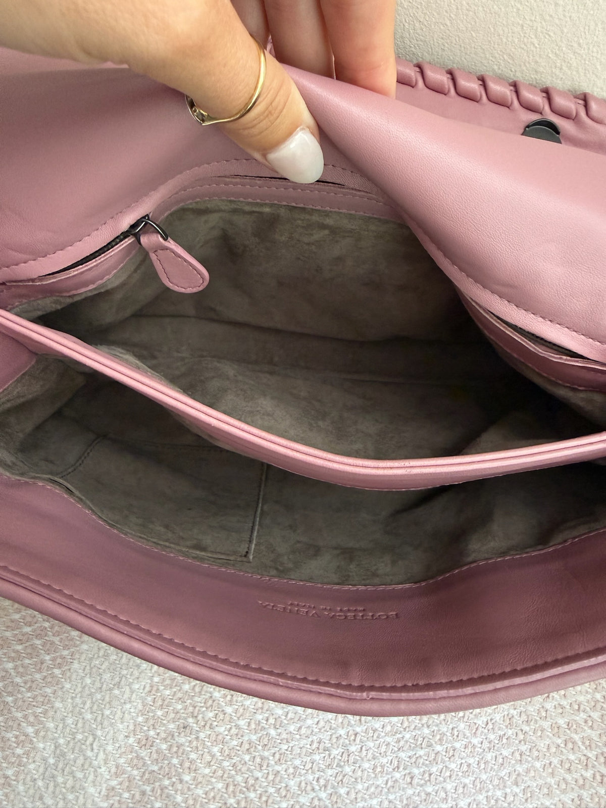 Bottega Veneta Dusky Pink Intrecciato Olimpia Shoulder Bag