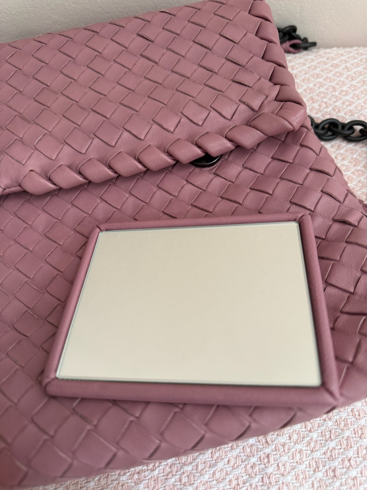 Bottega Veneta Dusky Pink Intrecciato Olimpia Shoulder Bag