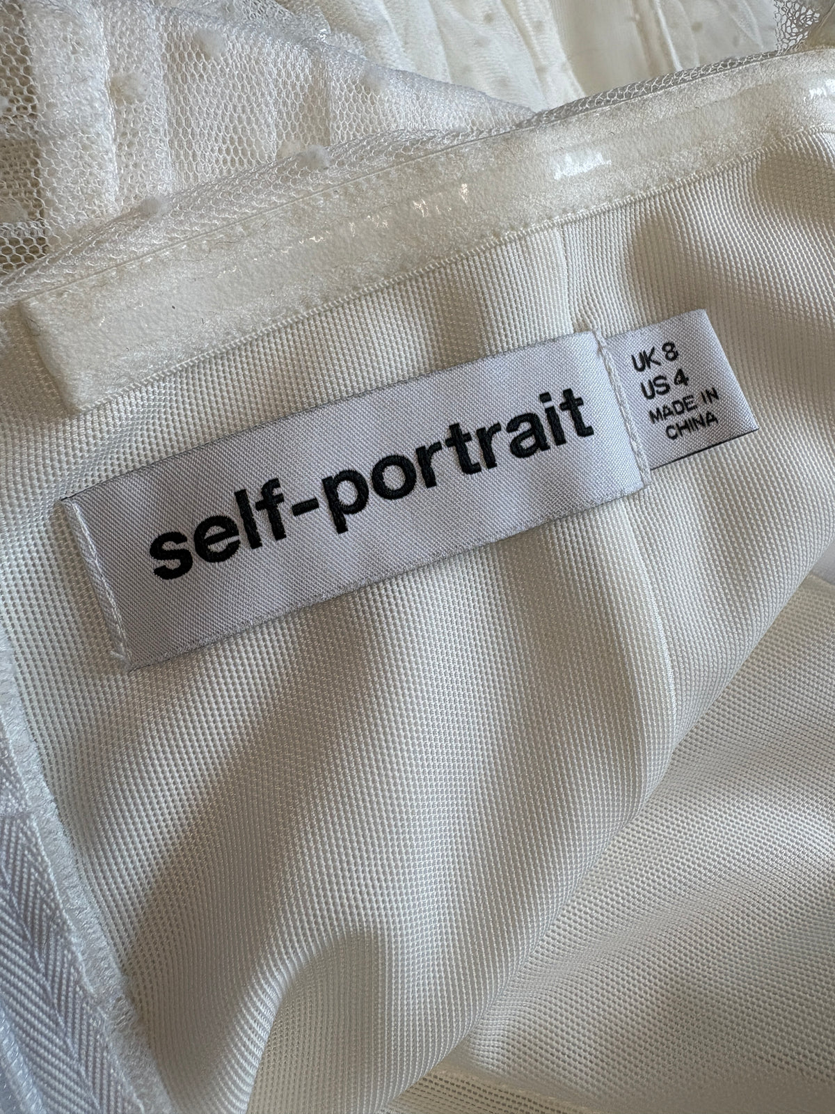 Self-Portrait White Tulle Midi Dress