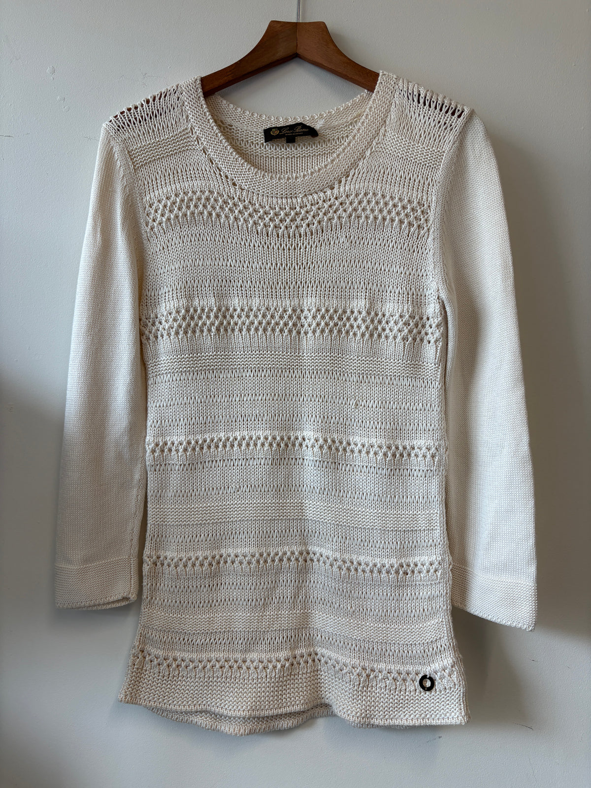 Loro Piana Beige Silk Cotton Knit Sweater