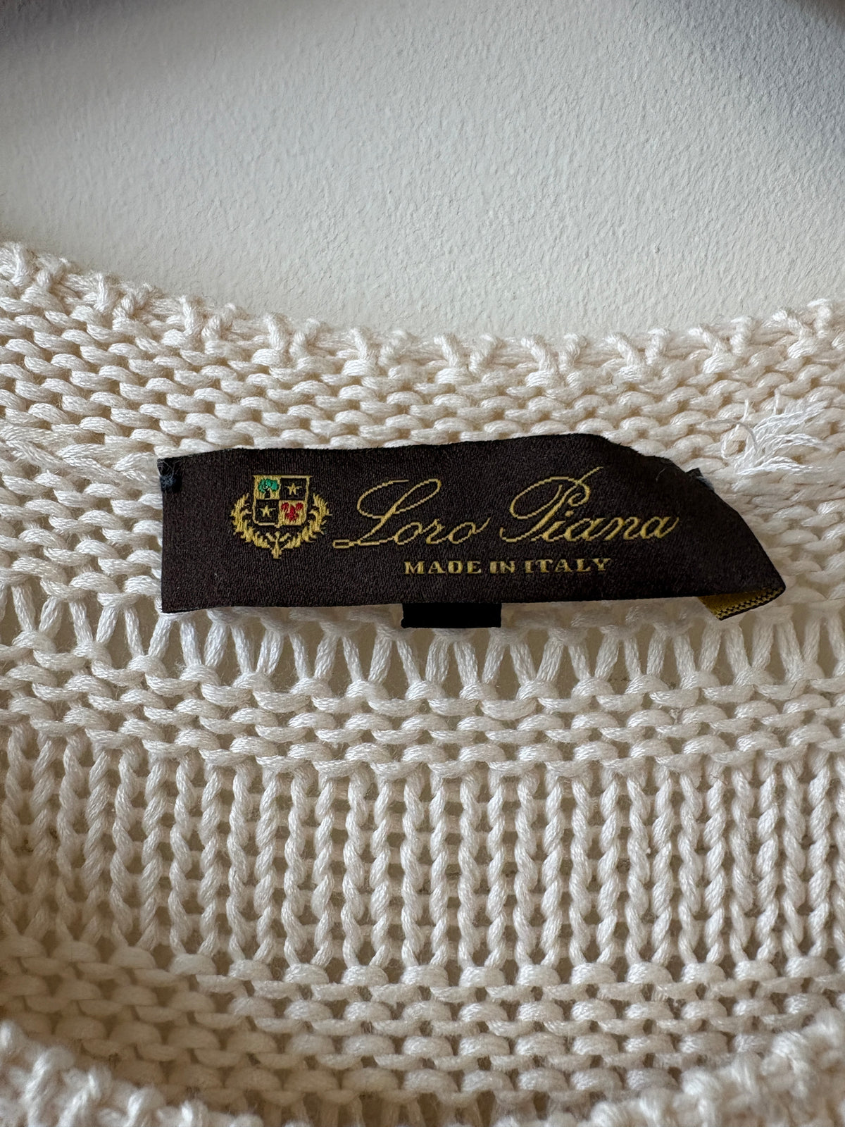 Loro Piana Beige Silk Cotton Knit Sweater