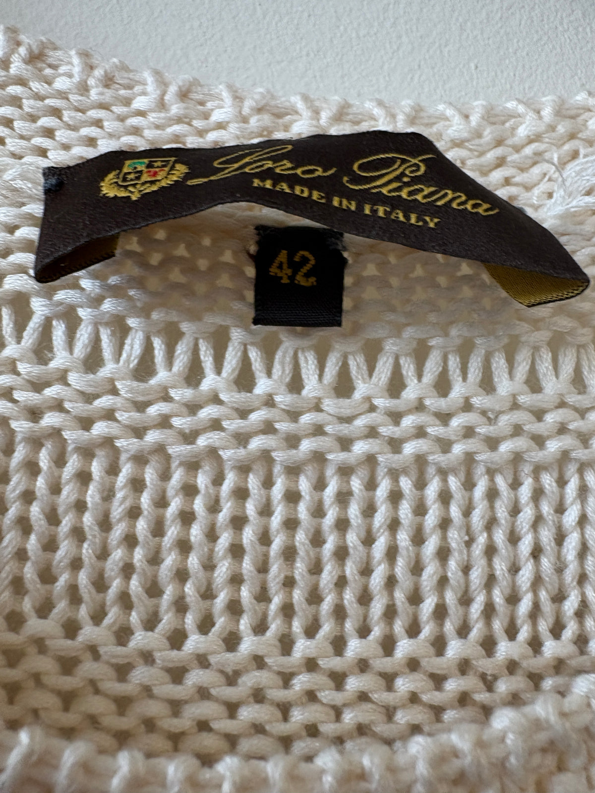 Loro Piana Beige Silk Cotton Knit Sweater