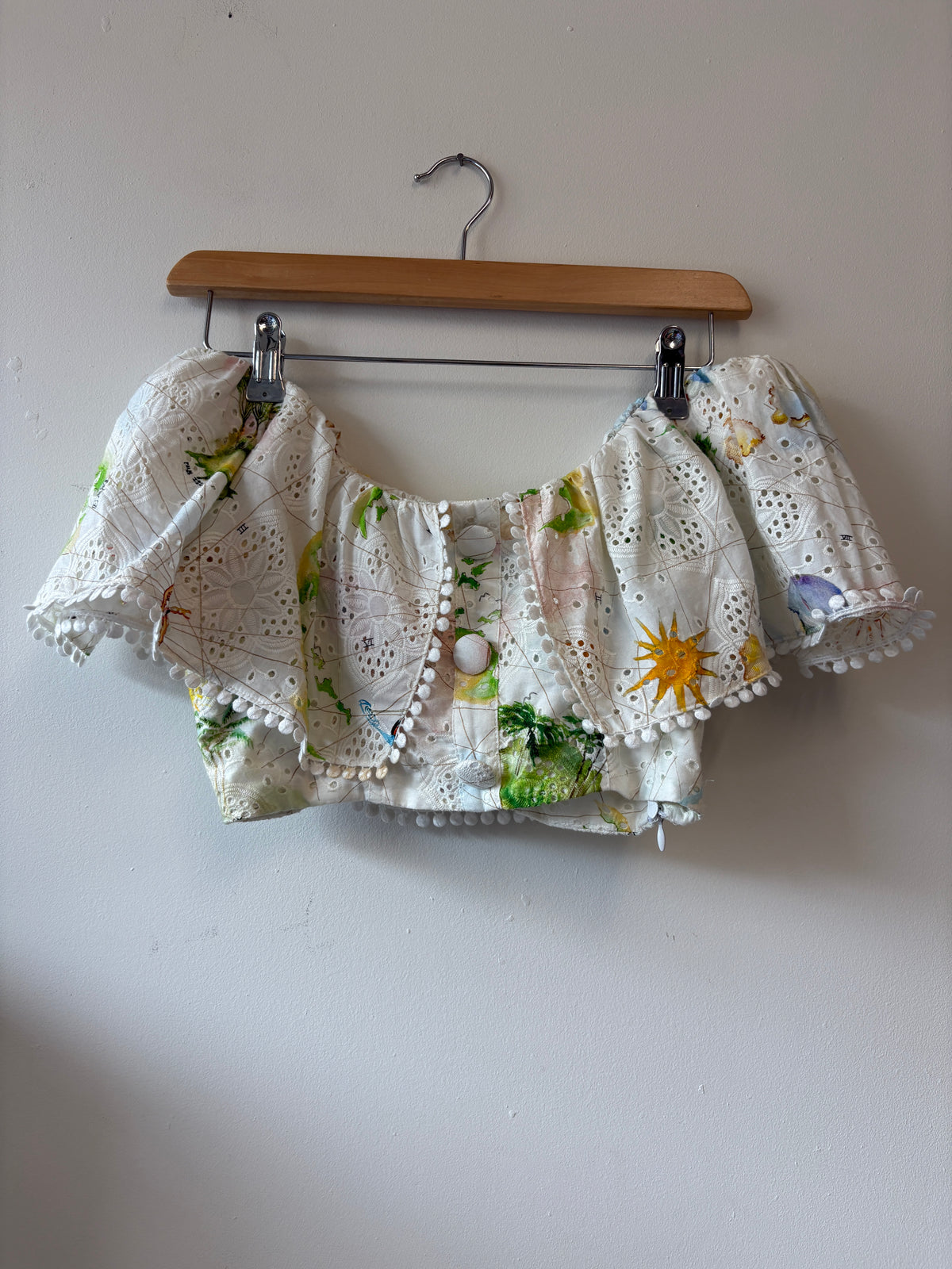 Hayley Menzies White Off Shoulder Printed Top
