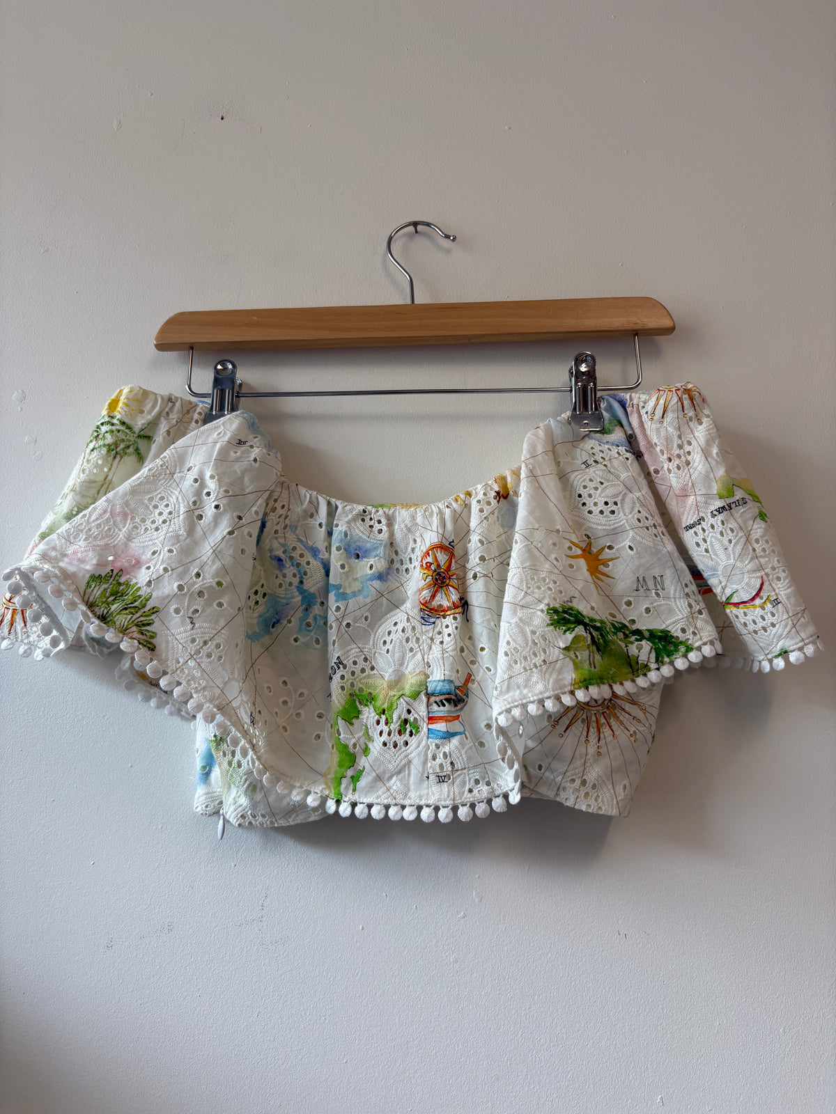 Hayley Menzies White Off Shoulder Printed Top