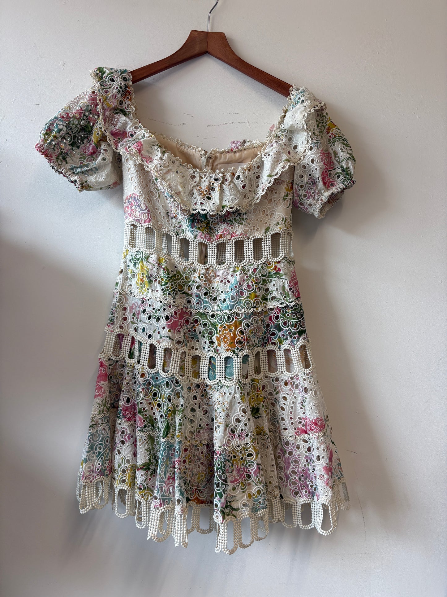Zimmermann Heathers Garden Floral Off Shoulder Mini Dress