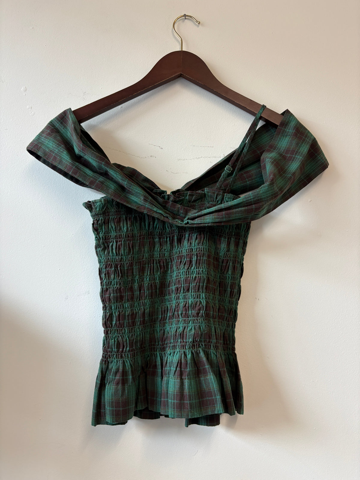 Damson Madder Green Elsa Shirred Cami Top