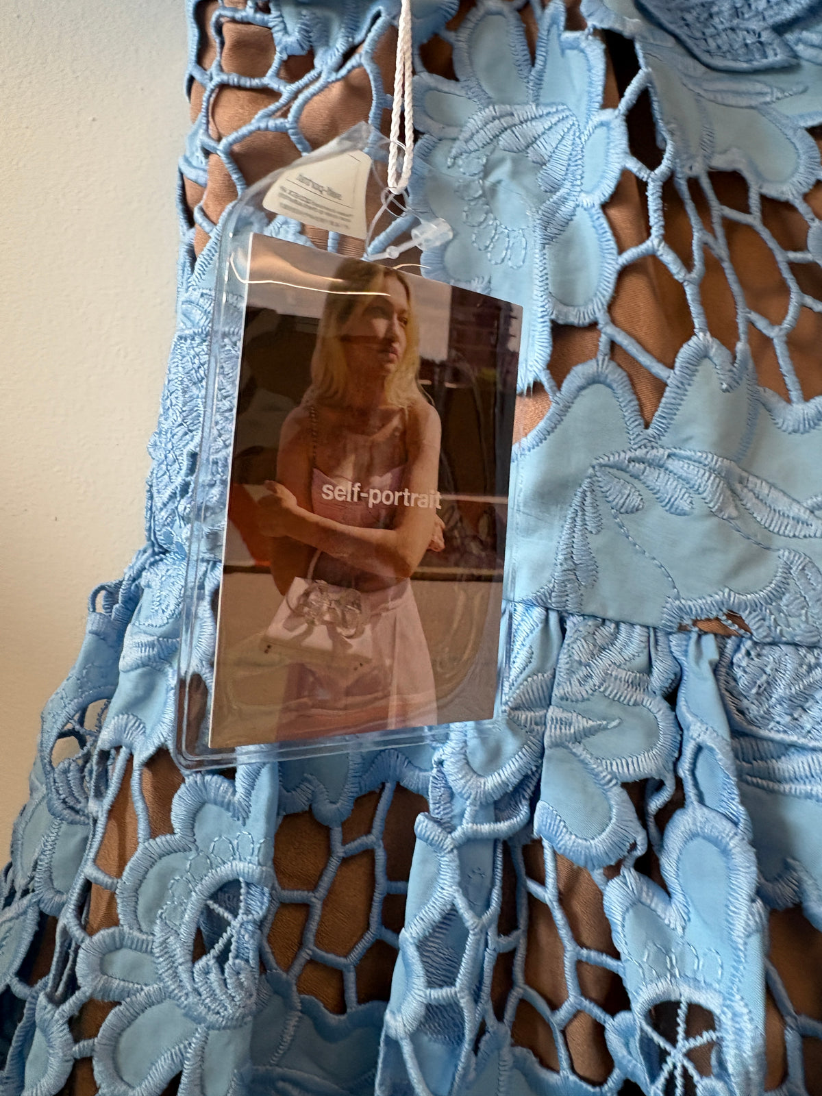 Self-Portrait Blue 3D Floral Lace Mini Dress