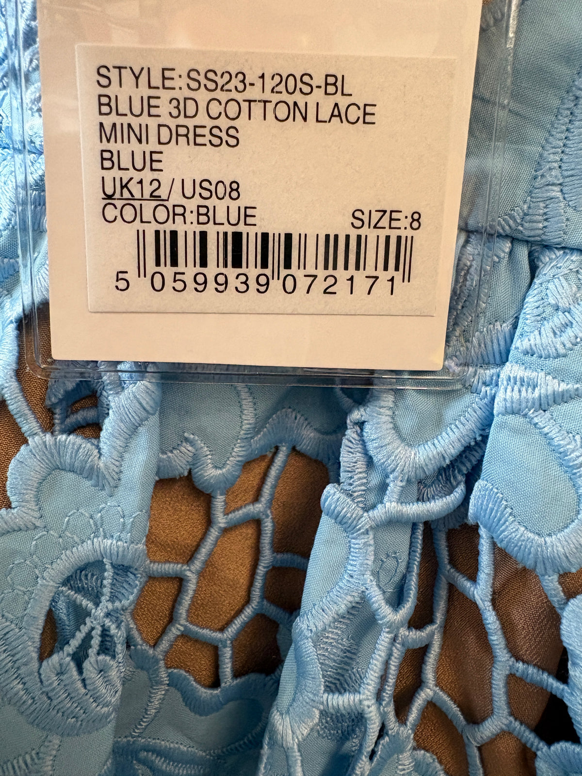 Self-Portrait Blue 3D Floral Lace Mini Dress