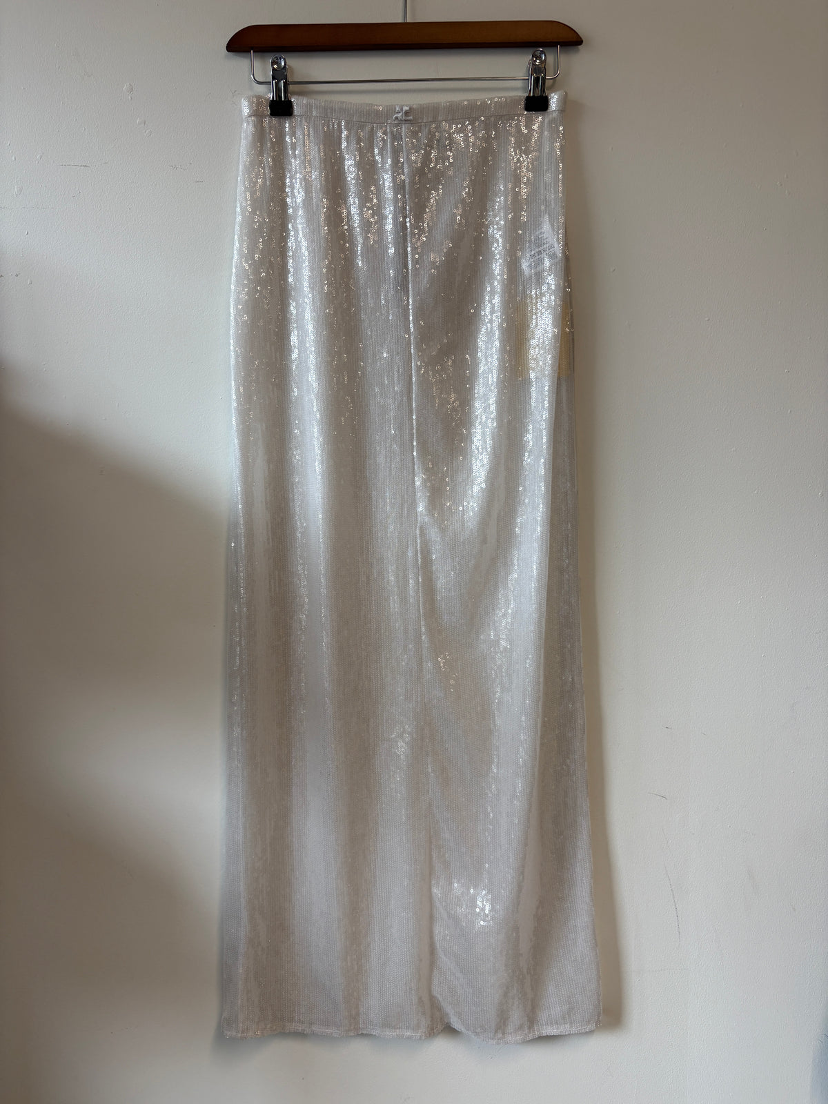 Courreges White Sequin Midi Skirt