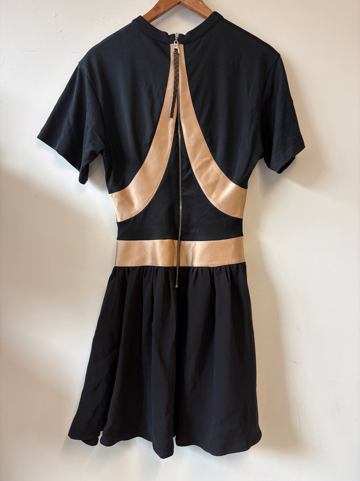 Louis Vuitton Drop Waist Mini Dress Black Silk