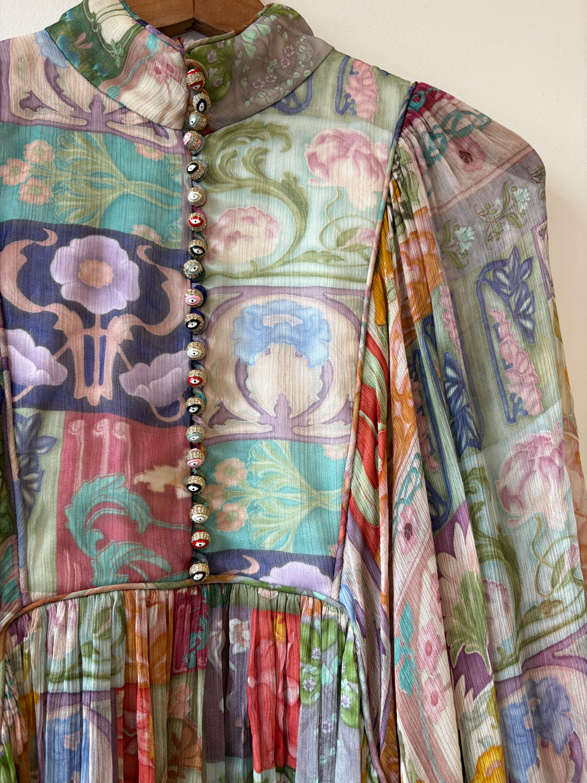Zimmermann Cosmic Patchwork Print Voile Midi Dress