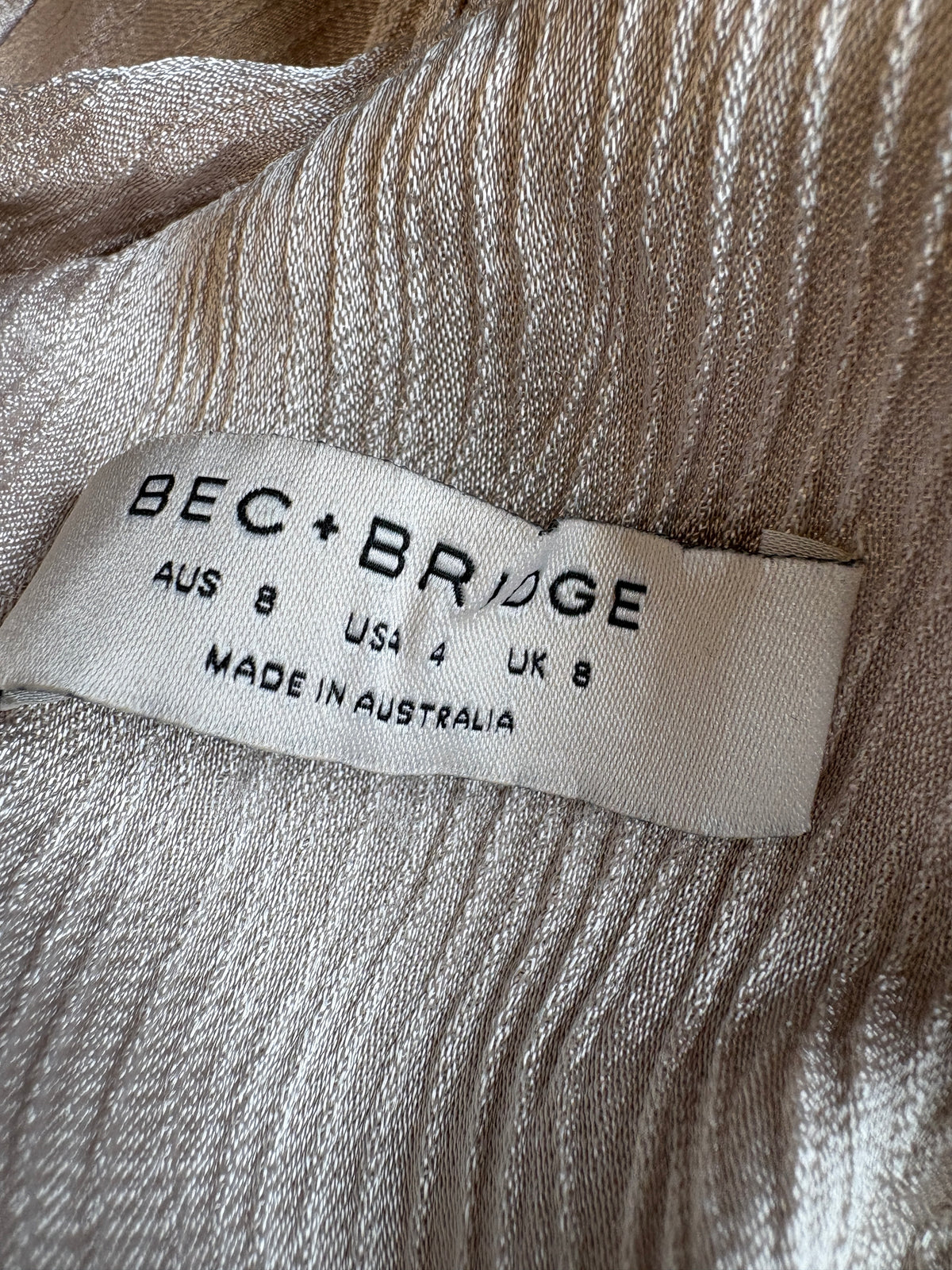 Bec + Bridge Nude Metallic Cowl Neck Dress