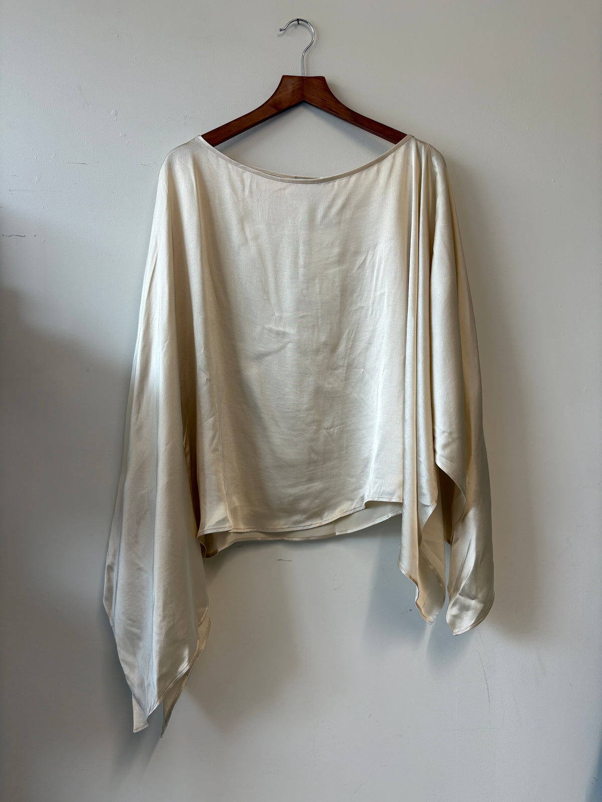 Guaja Giulia Cream Satin Cape Top