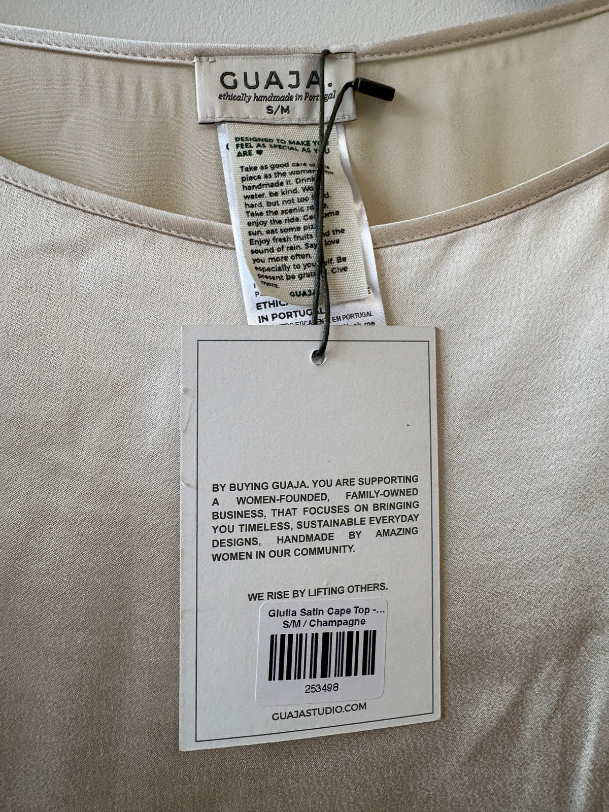 Guaja Giulia Cream Satin Cape Top