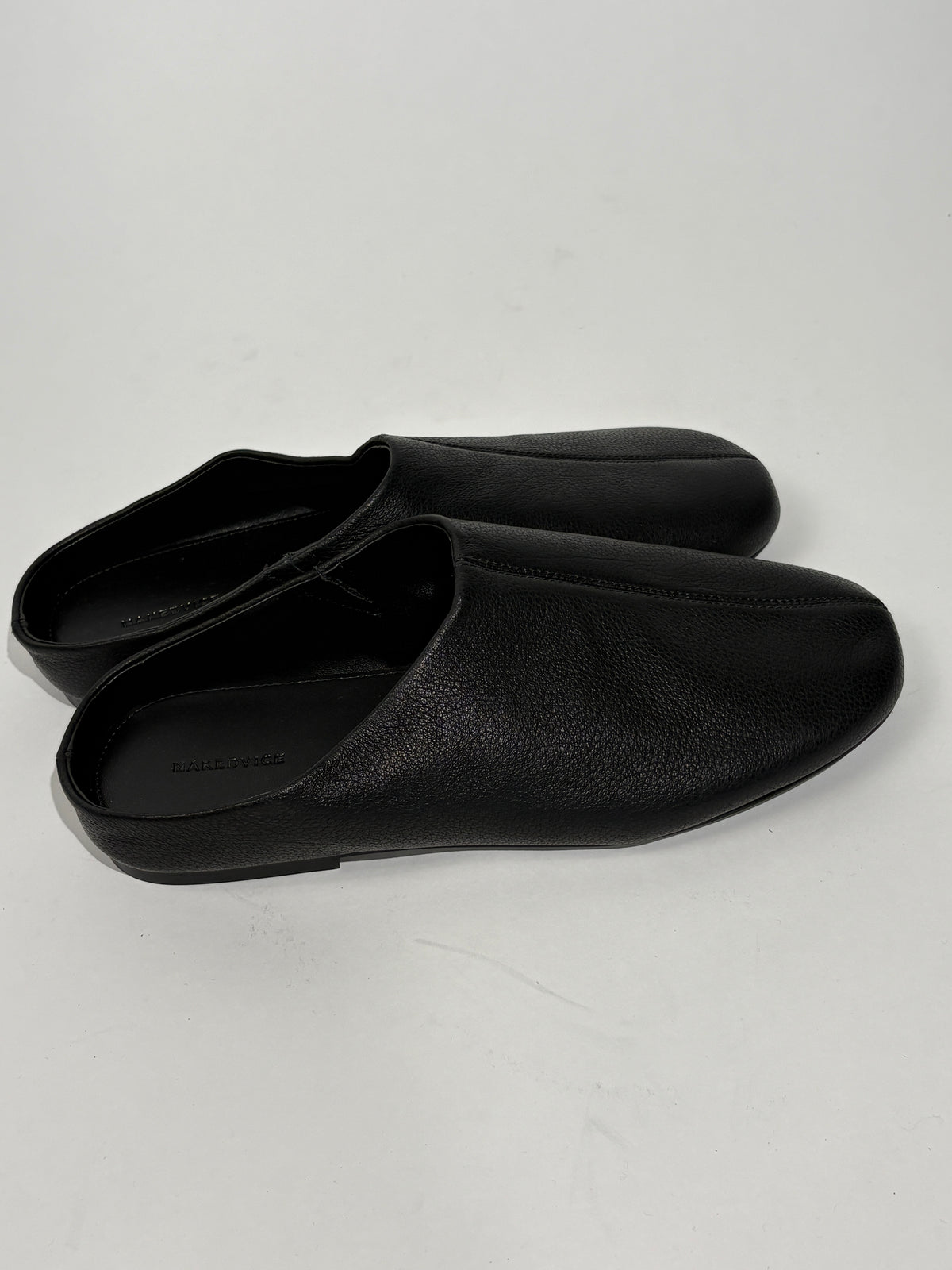 Nakedvice Black Josie Leather Flat Mules