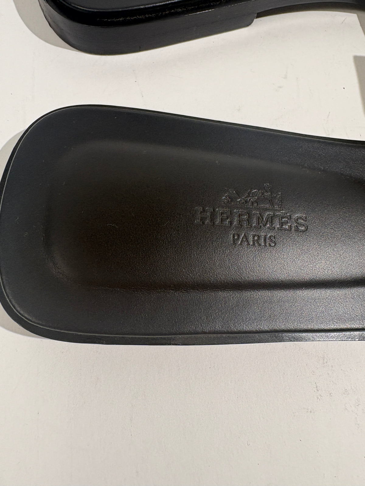 Hermes Black Oran Flat Sandals