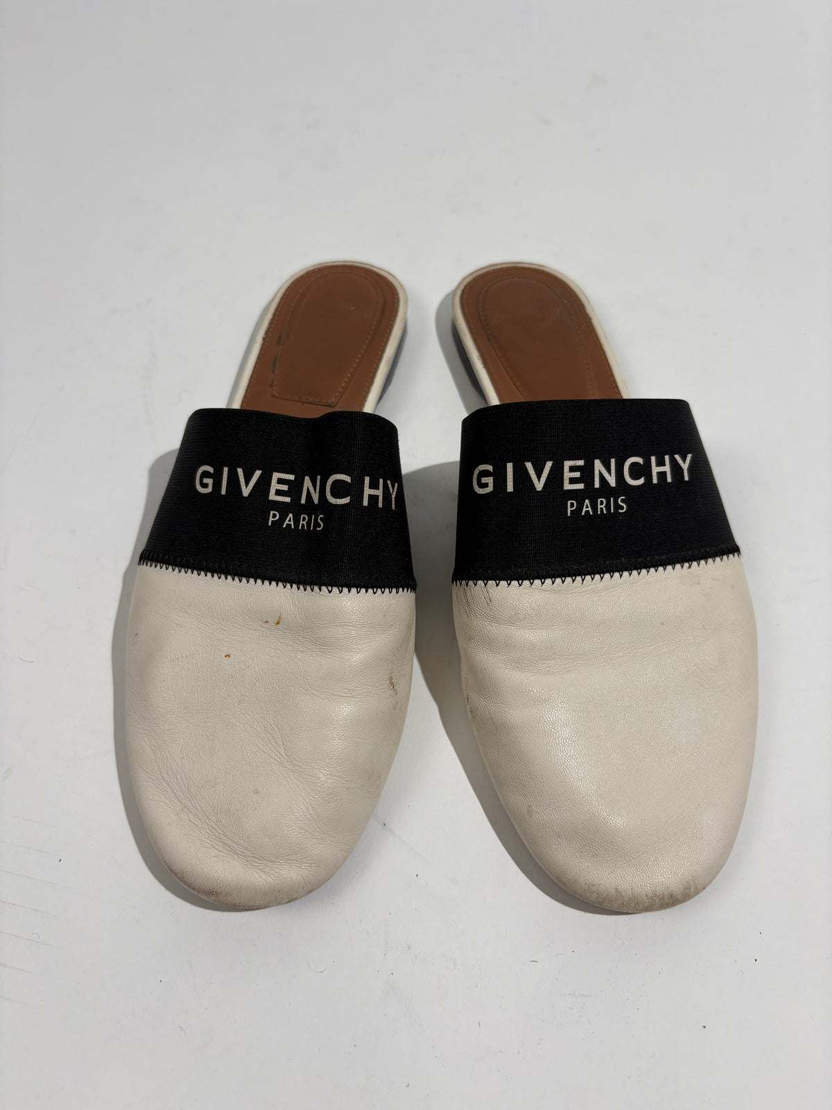 Givenchy White Leather Bedford Flat Mules