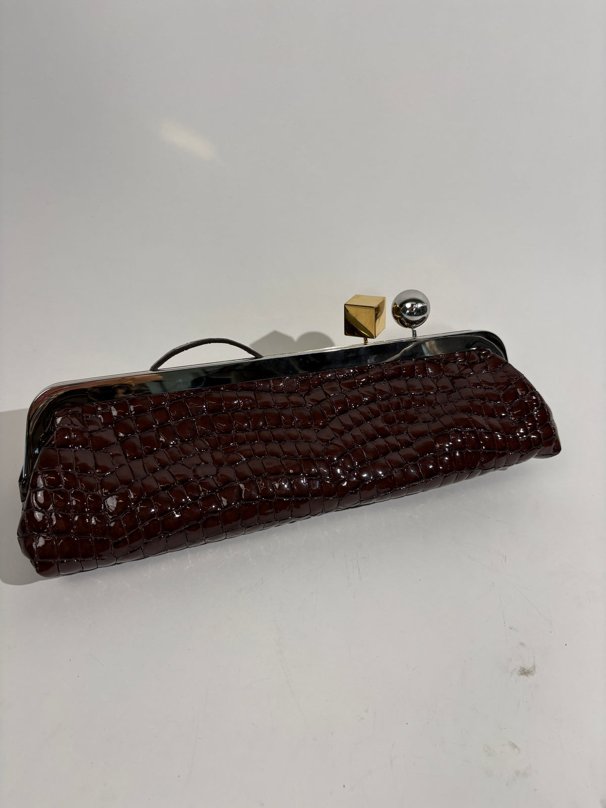 Jacquemus Brown The Salon Long Patent Clutch Bag