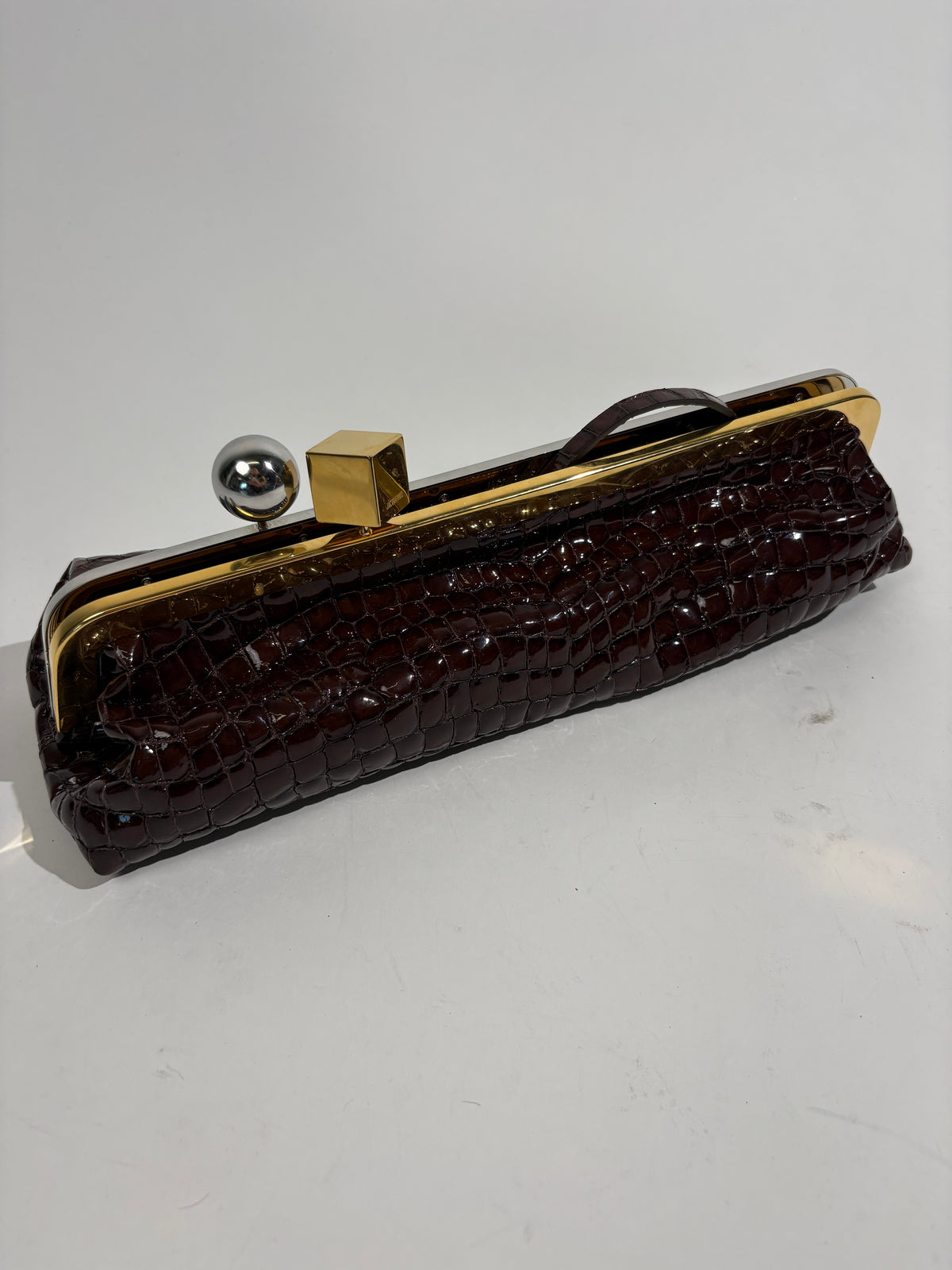 Jacquemus Brown The Salon Long Patent Clutch Bag