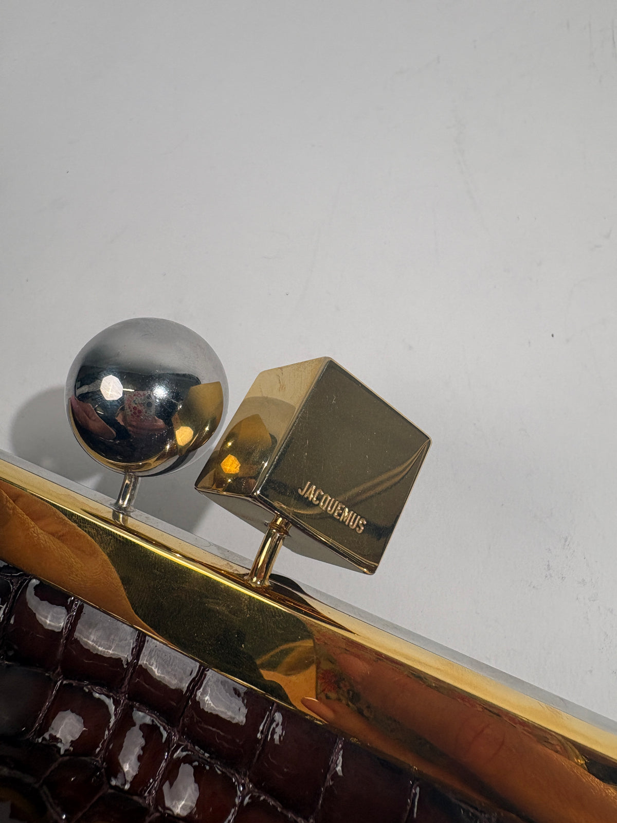 Jacquemus Brown The Salon Long Patent Clutch Bag