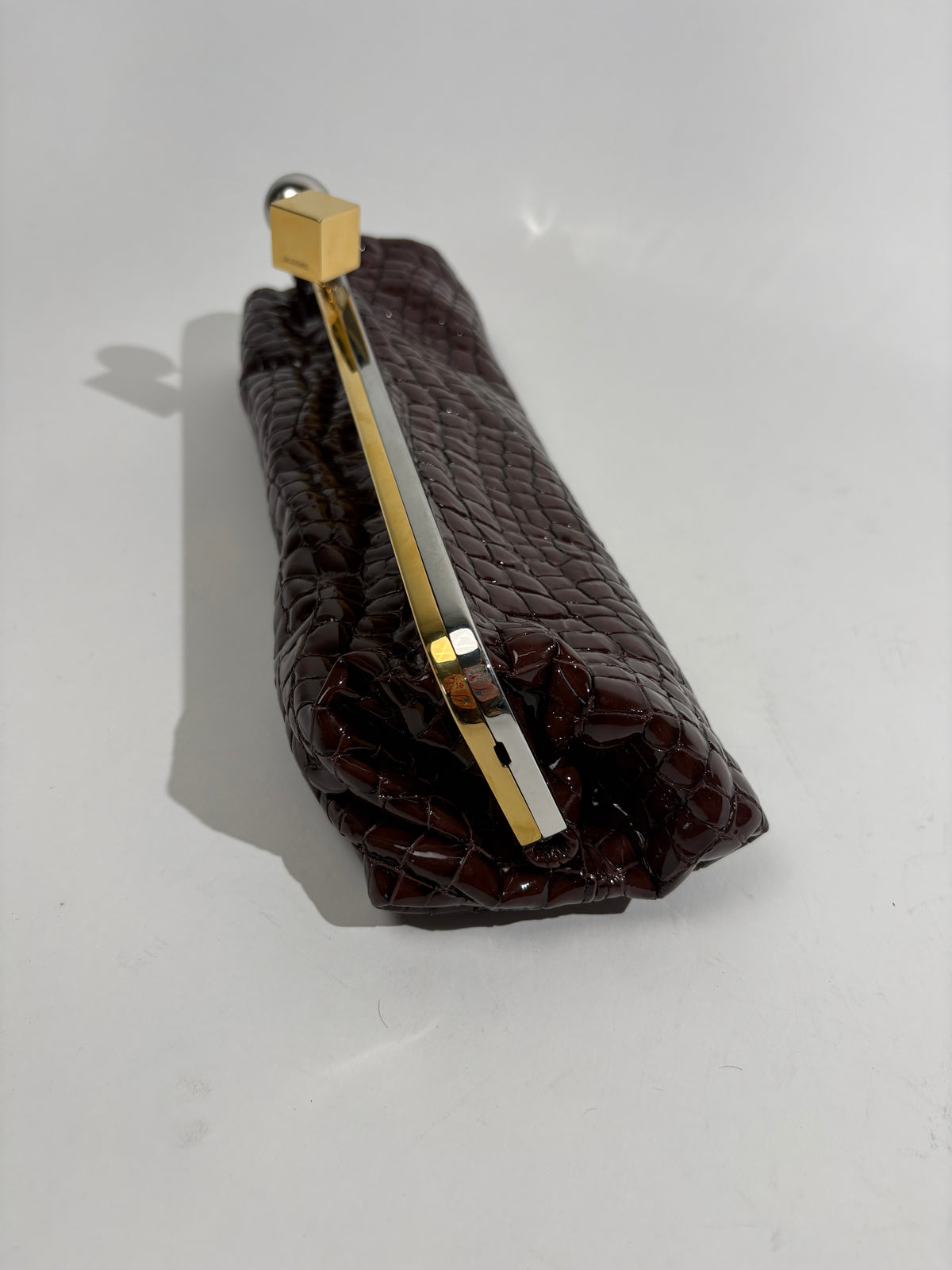 Jacquemus Brown The Salon Long Patent Clutch Bag