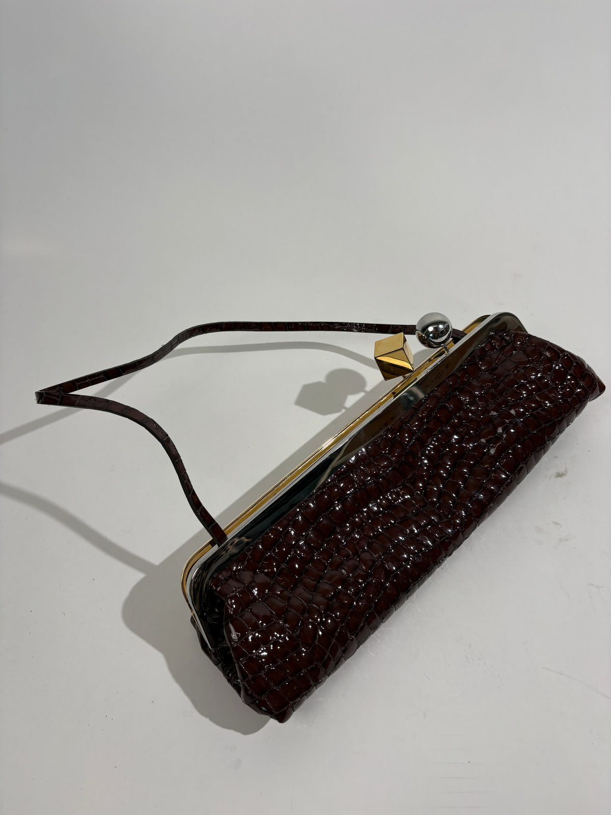 Jacquemus Brown The Salon Long Patent Clutch Bag