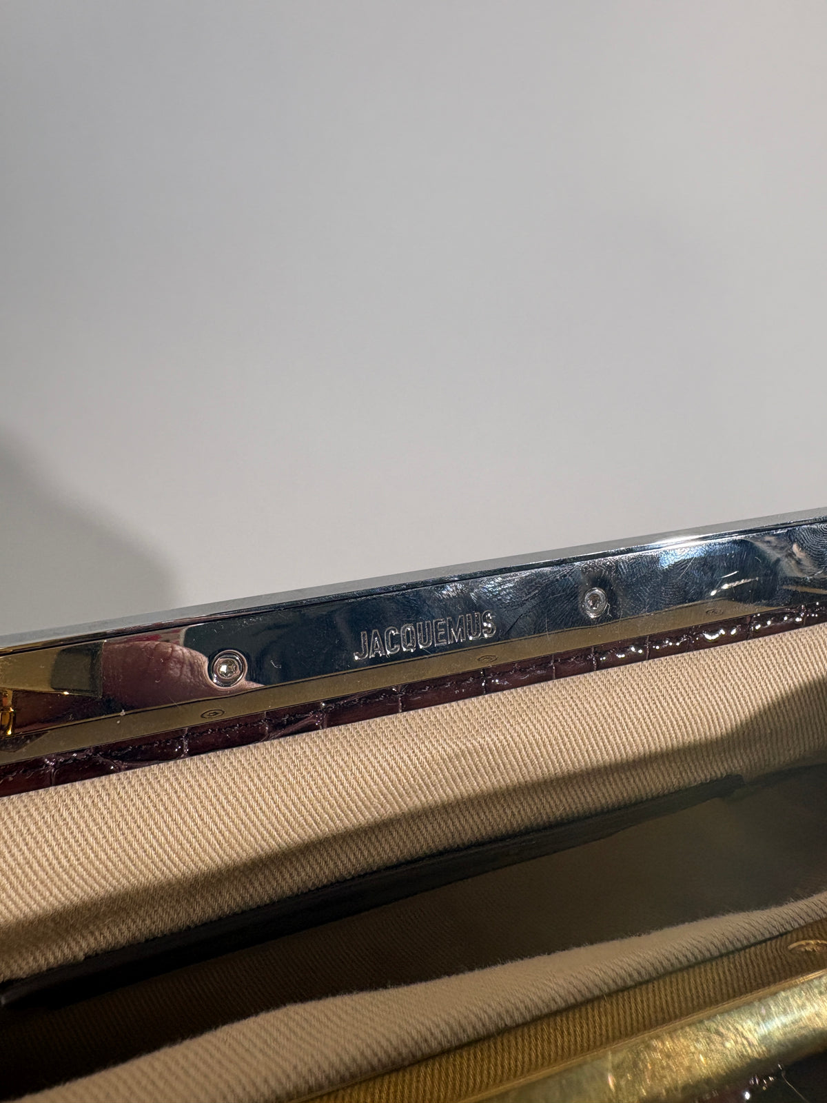 Jacquemus Brown The Salon Long Patent Clutch Bag