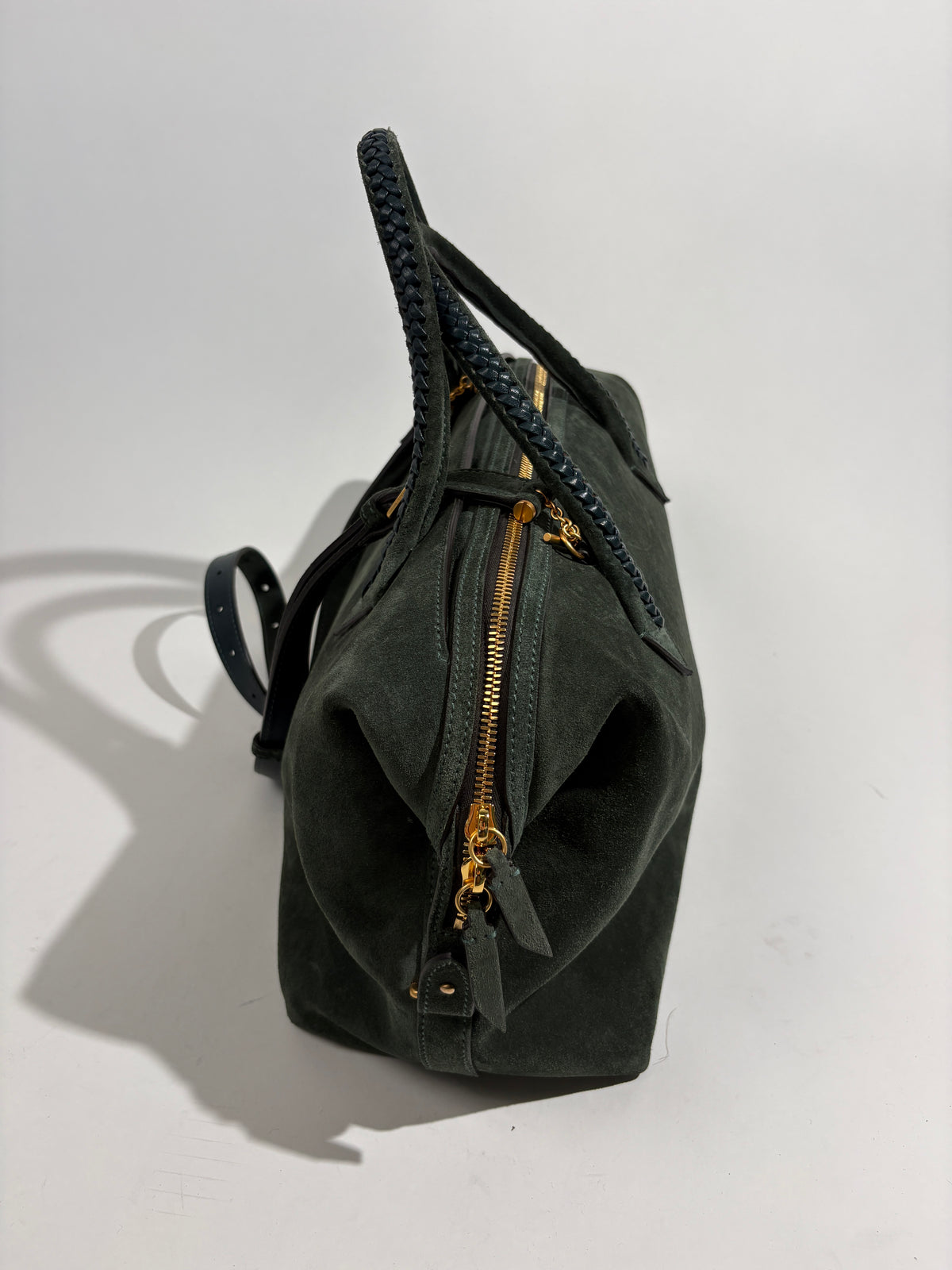 Metier Verite City Green Suede Handbag