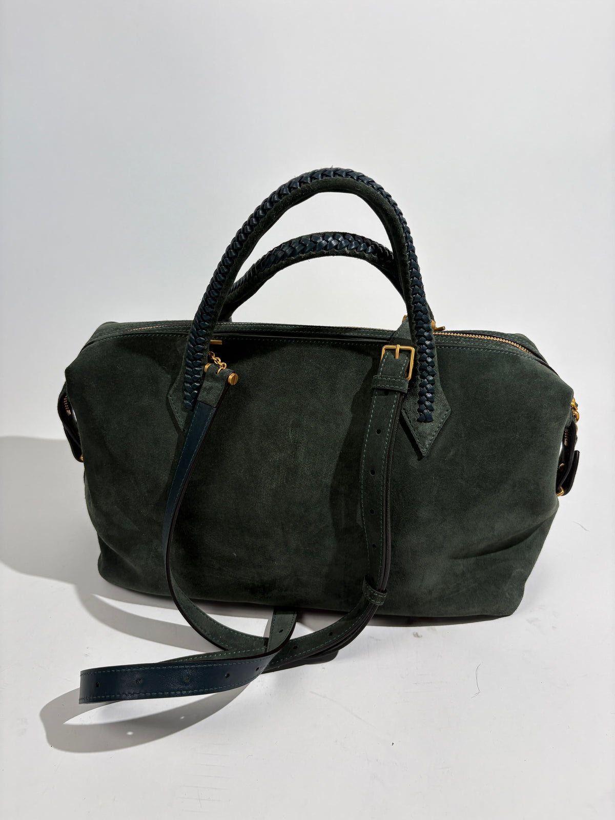 Metier Verite City Green Suede Handbag