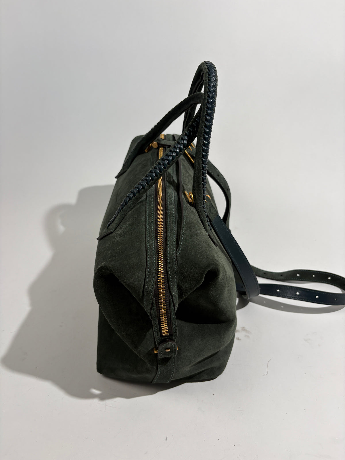 Metier Verite City Green Suede Handbag