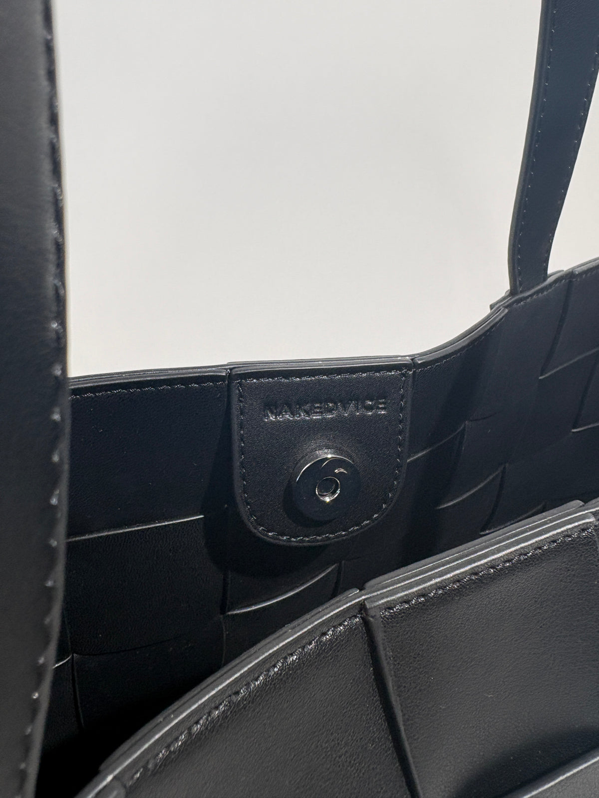 Nakedvice Tilda Black Leather Woven Bag