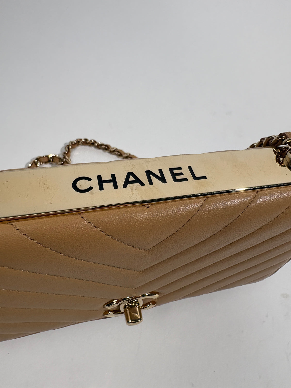 Chanel Tan Brown Quilted Wallet On Chain