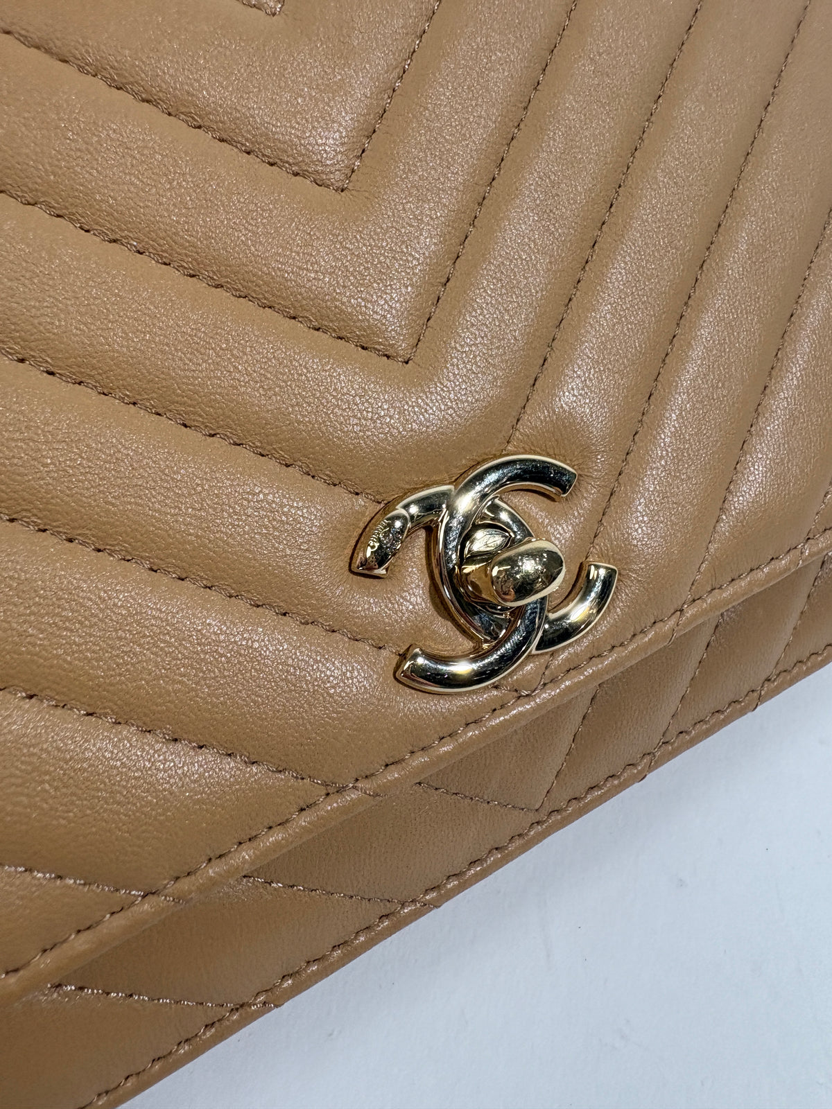 Chanel Tan Brown Quilted Wallet On Chain