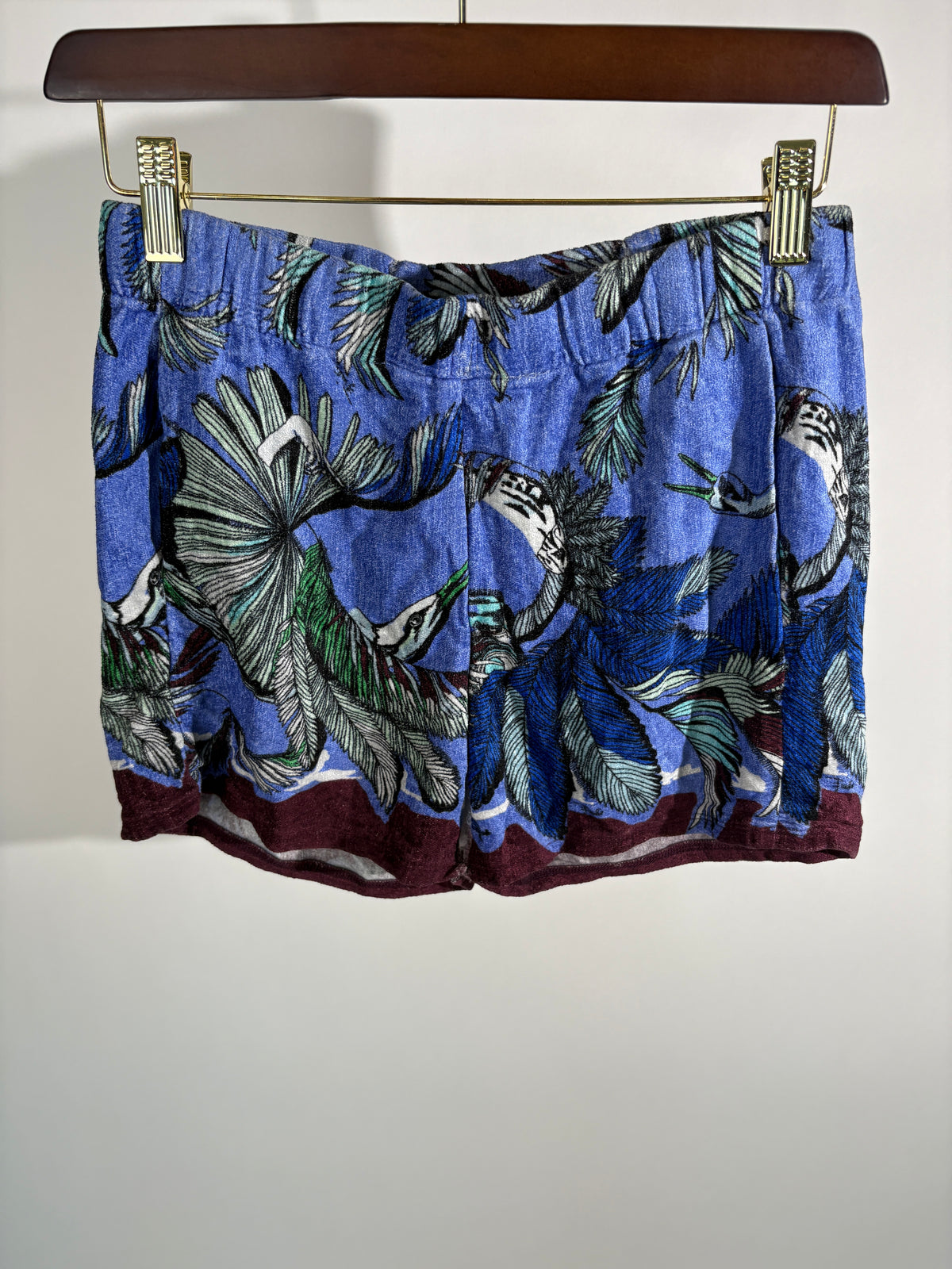 Emilio Pucci Blue Velour Palm Tree Shorts