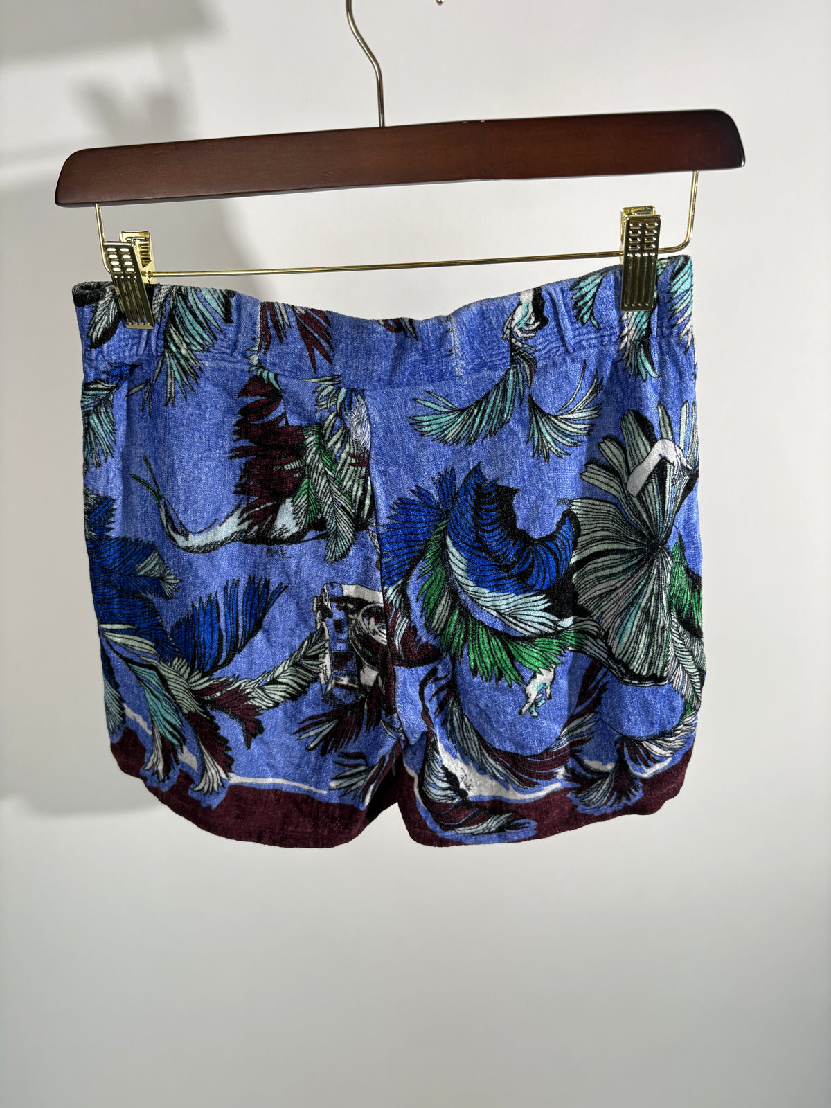 Emilio Pucci Blue Velour Palm Tree Shorts